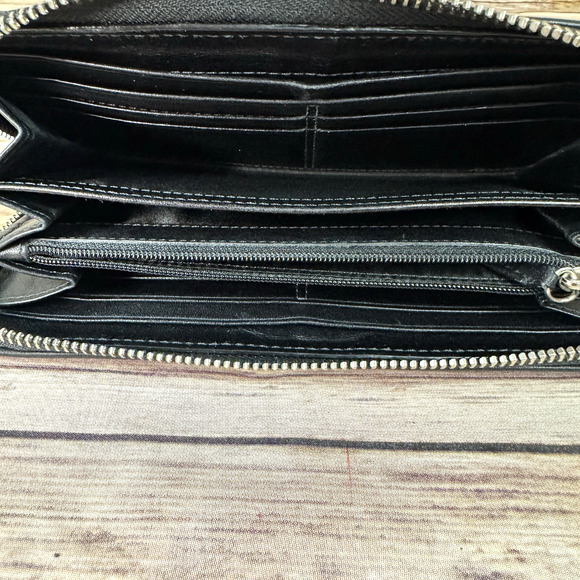 COACH Womens Black Slim Accordion Leather Zip Around Minimalist Wallet - Picture 8 of 8